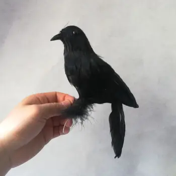 истинският живот играчка пера гарвана птица около 23 см черна врана Хелоуин подпори играчка модел вечерни декорации подарък h1088