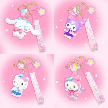 Kawaii Истински Ключодържател Sanrio Окачване Сакура Дневник Hello Kitty куроми Cinnamoroll Мелодия Училище Раница Двойка Украшение за Подарък
