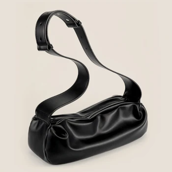Просто Дизайнерска Плиссированная Дамска Чанта Cloud Underarm Bag Нова Чанта През Рамото Си, През Рамо Чанта-Месинджър